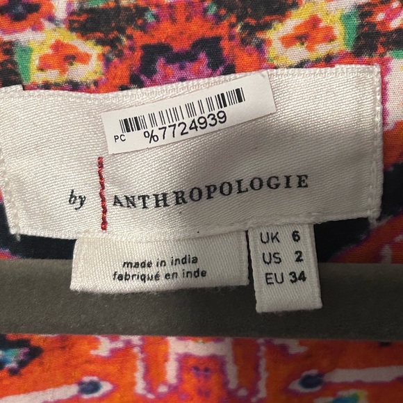 Anthropologie Orange and Red Puff Sleeve Maxi Dress Size 2 Boho - Picture 4 of 10